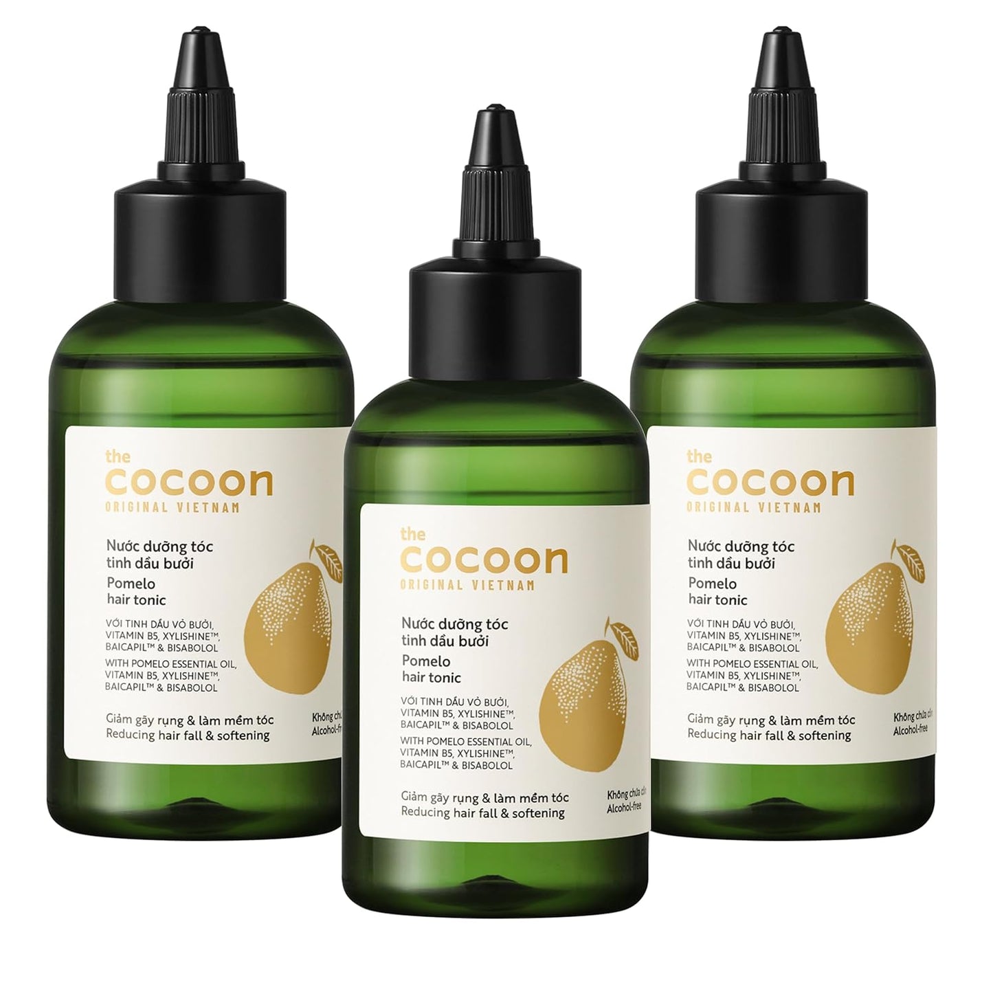 Cocoon Pomelo Oil Hair Tonic. 100% Vegan Scalp Serum Treatment for Thinning, Damaged & Breakage Hair | Soften, Reduce Hair Loss & Promote Hair Growth (4.73 fl oz Each) (3 Boxes)