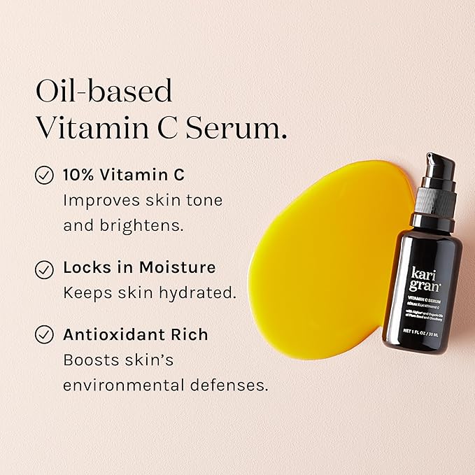 Kari Gran 10% Vitamin C Serum | Clean, moisturizing, skin brightening serum for glowing skin