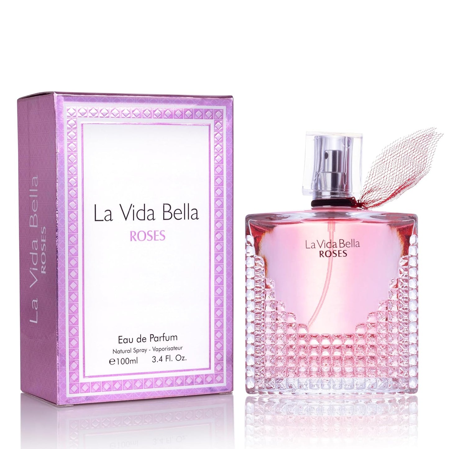La Vida Bella Roses for Women Eau De Parfum - Floral Amber Fragrance that Combines Top Notes of Raspberry, Pink Pepper & Bergamot - Sugary Rush & Citrusy - Spicy & Rich Aromatic Scent 100ml Bottle