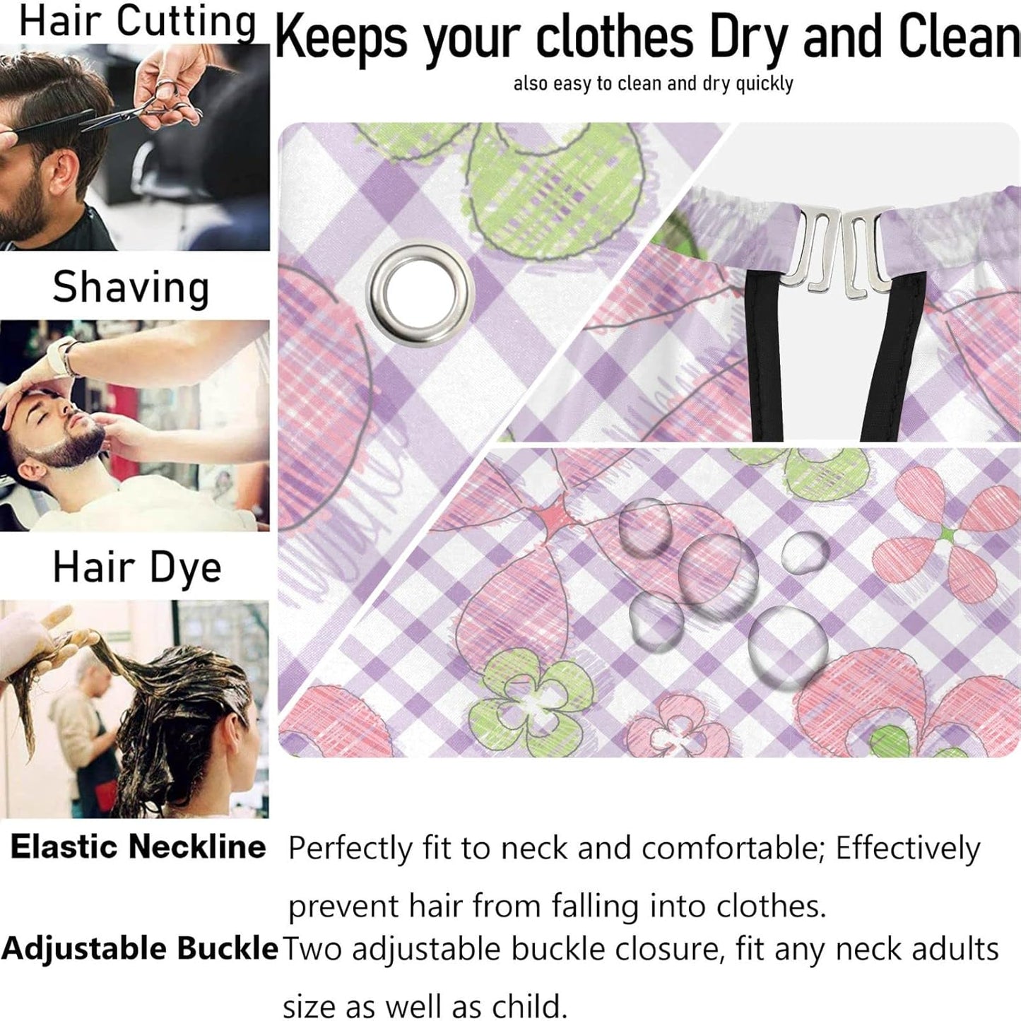 visesunny Barber Cape Abstract Floral Gingham Polyester Hair Cutting Salon Cape Apron Anti-Static Haircut Water-Resistant Shaving Cloth Beard Shaving Bib Hairdressing Cape