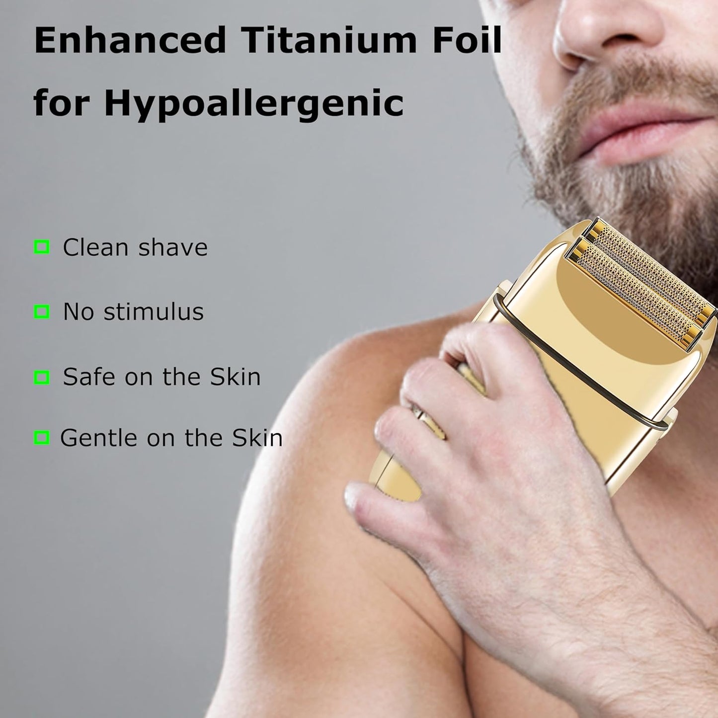 Kemei Cordless Metal Double Electric Shaver Razor for Men Close Electric Shavers, Type-C Rechargeable for Wet/Dry Shaving, KM-TX1 Gold