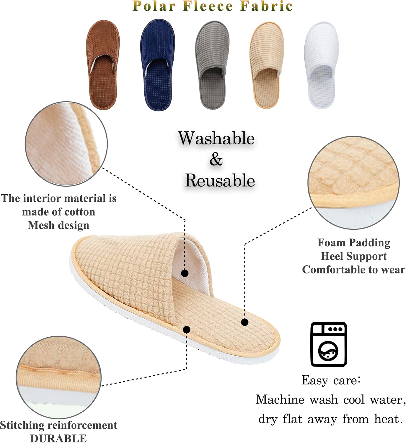 6-10 Pairs Spa Slippers, Non Slip Disposable Slippers For Guest, Washable Reusable, Which Can Be Used As Women Men, House, Indoor, Bathroom, Bedroom, Hotel, Bride Slippers