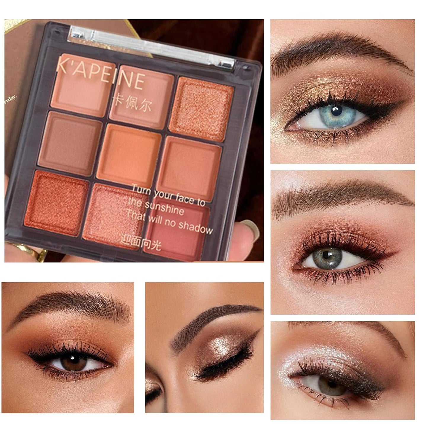 K'APEINE Eyeshadow Palette 9-Colors Nude Eye Shadow Palette Natural Brown Eyeshadows Palette Makeup Cool-Toned Highly Pigmented Eyeshadow for Eyes Long Lasting Naturing-Looking
