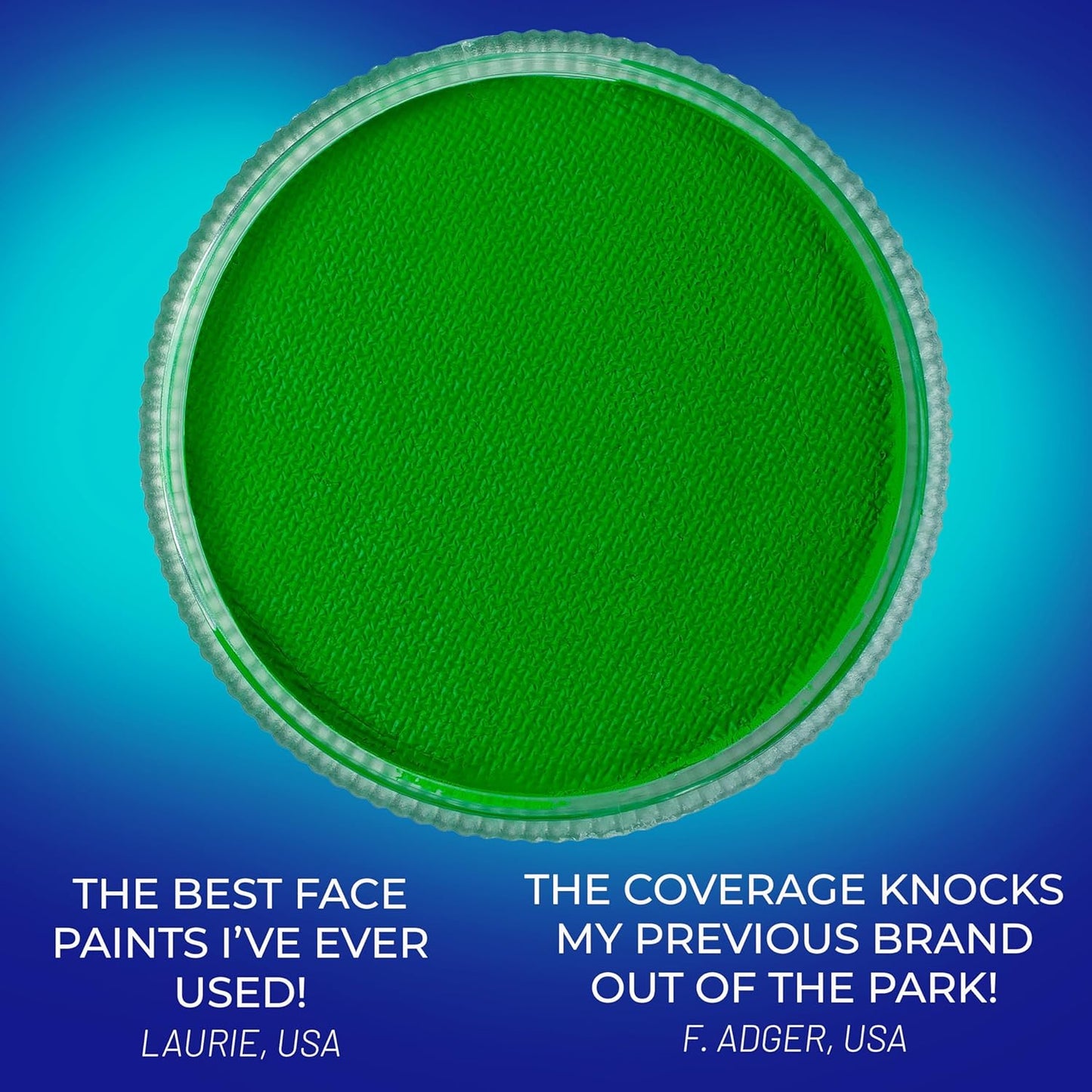 Blue Squid Face Paint Water Based Single Cake Professional Face Paint & Body Paint - Water Activated, Kids Adults Face Painting for Costume, Halloween Makeup, Cosplay - Neon Green Face Paint 30g