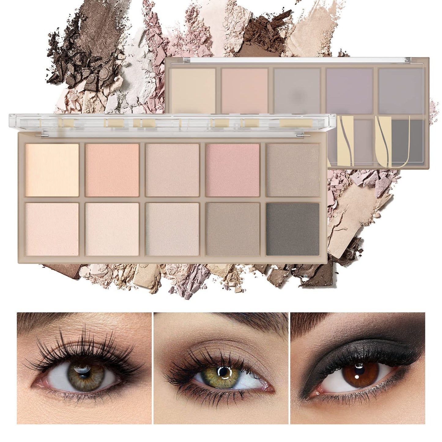 10 Colors Eyeshadow Palette Matte Naked Eye Shadow Makeup,High Pigmented, Naturing-Looking, Ultra-Blendable,Long Lasting High Pigment Nude Eyeshadow with 3 Eyeshadow Brush(Cement color)