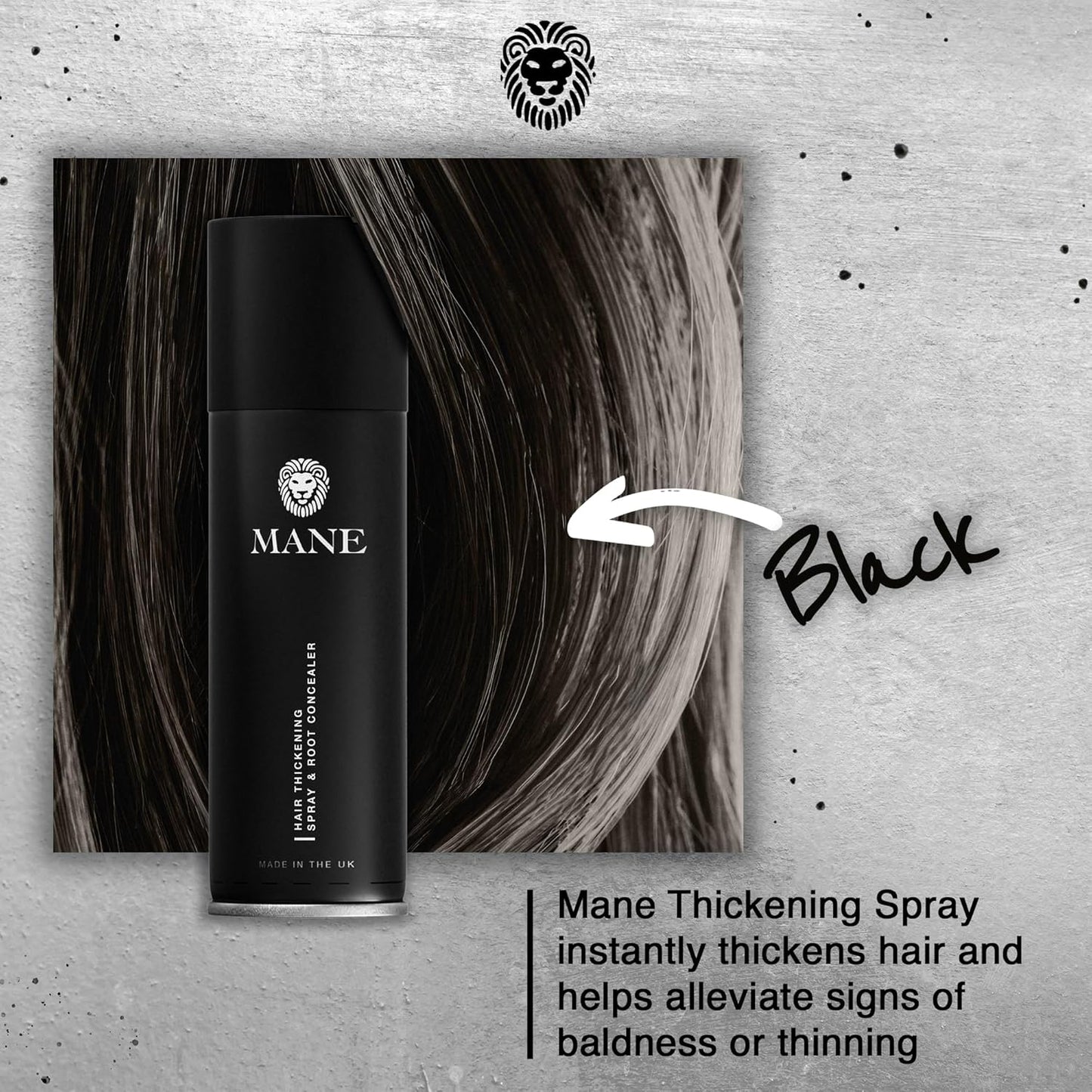 Mane Hair Thickening Spray & Root Touch Up, Seal & Control Combo Pack, Instantly Thicker Hair for Men & Women, Fill in Hairlines and Hide Thinning and Fine Patches - Black, 12 Colors (6.76 oz)