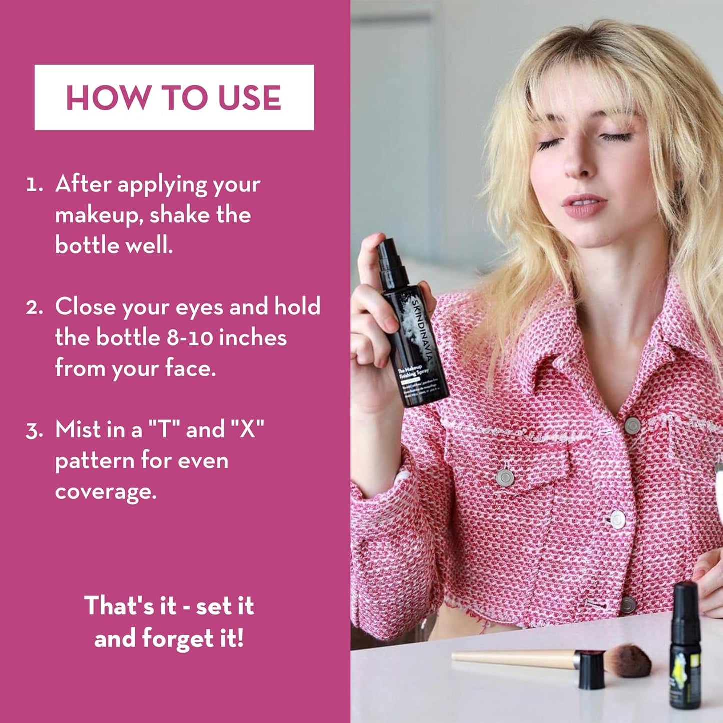 Skindinavia The Makeup Finishing Spray, Classic Makeup Setting Spray, All-Day Wear, Long-Lasting Up to 16+ Hours, Heat-Resistant & Waterproof, Cooling Fine Mist, 8.0 Oz