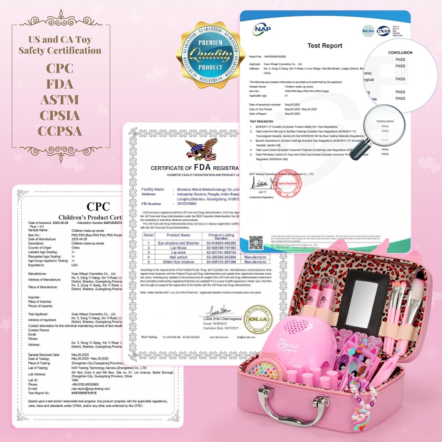 PERRYHOME Kids Makeup Kit for Girls, Kids Makeup Sets for Girls 5-8 Unicorn Washable Real Cosmetic Set Nail Polish Set, Toddler Birthday Gifts Princess Toys for 3 4 5 6 7 8 9 10 11 12 Year Old (Pink)