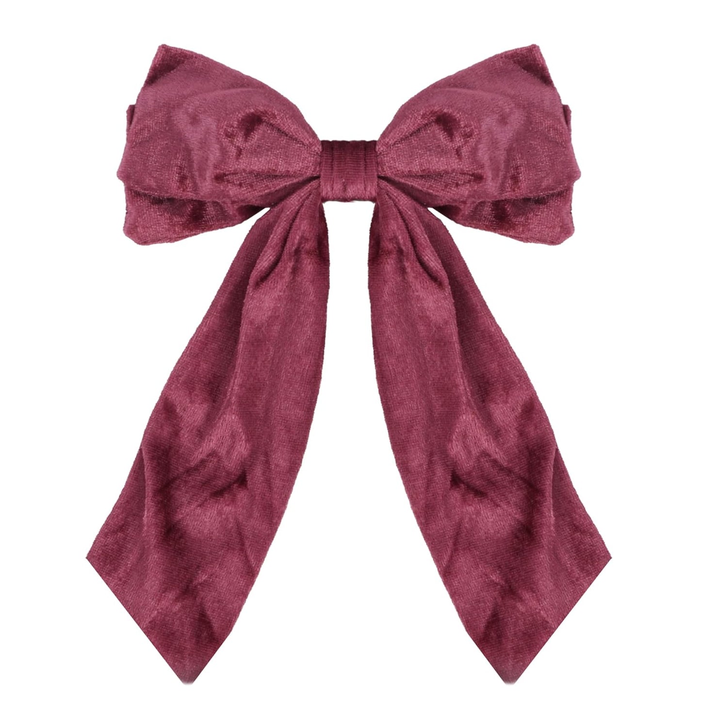 Velour Bow Clip, 6.5 Inch (Mauve)