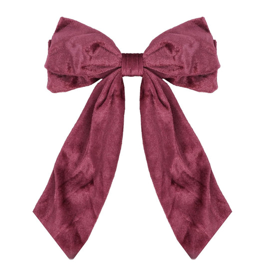 Velour Bow Clip, 6.5 Inch (Mauve)