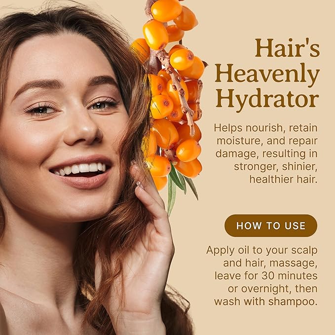 Bella Terra Oils - Sea Buckthorn Oil 16 oz - Capturing the Essence of Organic Sea Buckthorn Berries, Loaded with Omega-7 & Omega-9, A Sumptuous Embrace for Skin