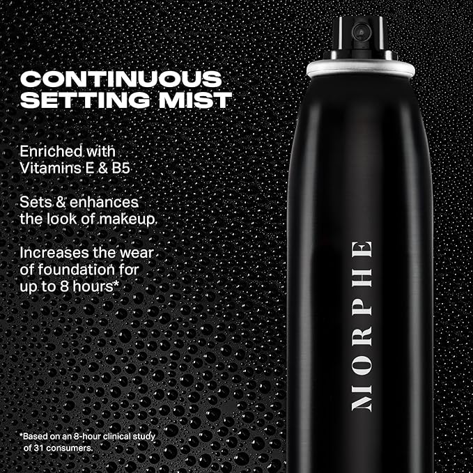 Morphe Continuous Setting Mist - Micro-Fine Setting Spray for Makeup with a Natural Finish - Helps Makeup Resist Caking or Fading & Increases Wear of Foundation (3 Count, 2.8 fl oz)