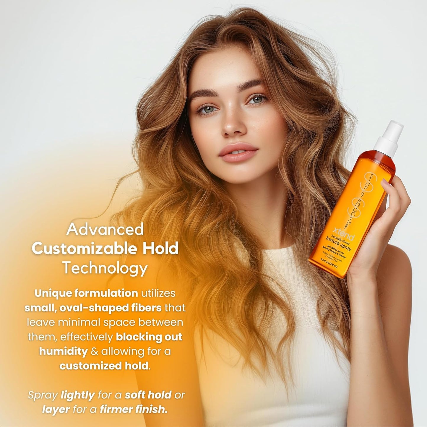 SIMPLY SMOOTH Humidity Shield Texture Hair Spray Strong & Light Hold, Shine Finishing Styling Spray Resists Humidity & Repels Moisture Customizable Hold Hair Spray 8.5 Oz