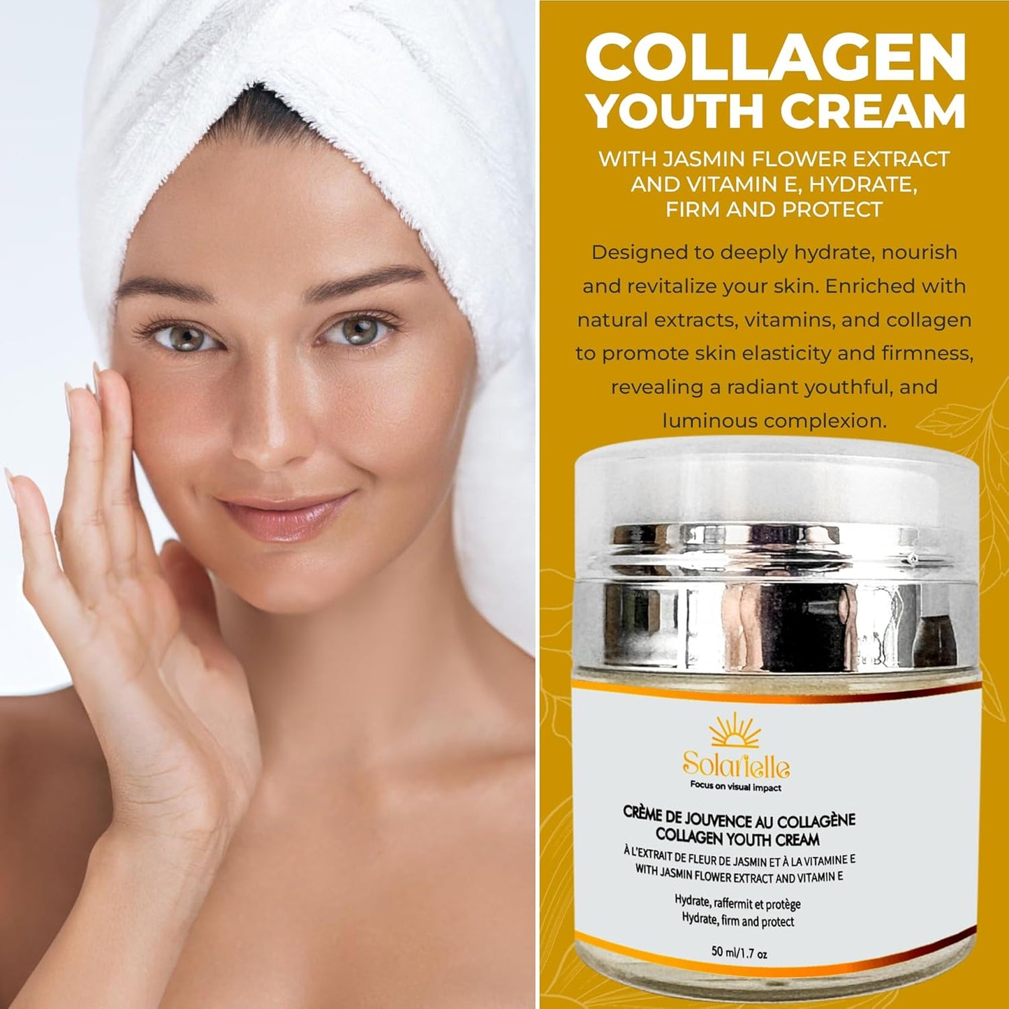 "SOLARIELLE Anti-Aging Skincare Set | Hyaluronic Acid Serum & Collagen Cream | Face & Neck Duo for Wrinkle Reduction | Natural Peptide Formula"