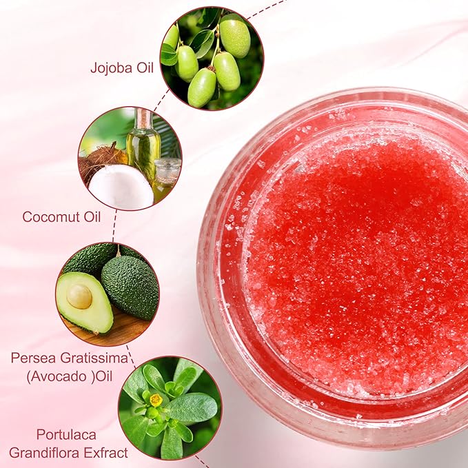 Strawberry Lip Scrub & Repair, Exfoliator & Moisturizer for Chapped, Dry and Flaky Lips