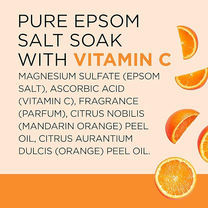 Dr Teal's Pure Epsom Salt Soak, Glow & Radiance with Vitamin C & Citrus Essential Oils, 3 lbs (Pack of 4)
