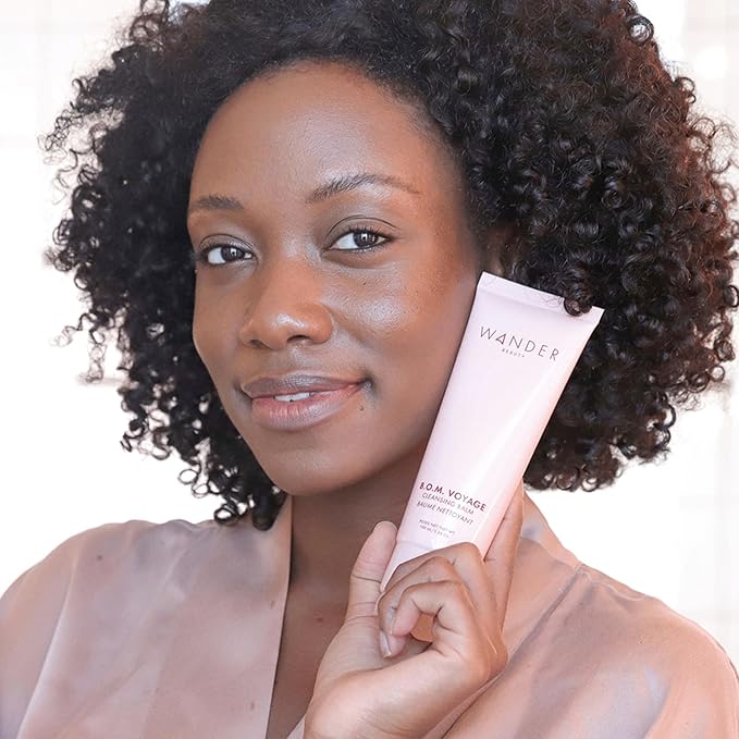 Wander Beauty B.O.M Voyage Cleansing Balm - Cleanser and Makeup Remover for Eyes & Face - Cleansing Balm Makeup Remover - Nourishing Face Wash Transforms From Balm to Oil to Milk Cleanser - 3.38 oz