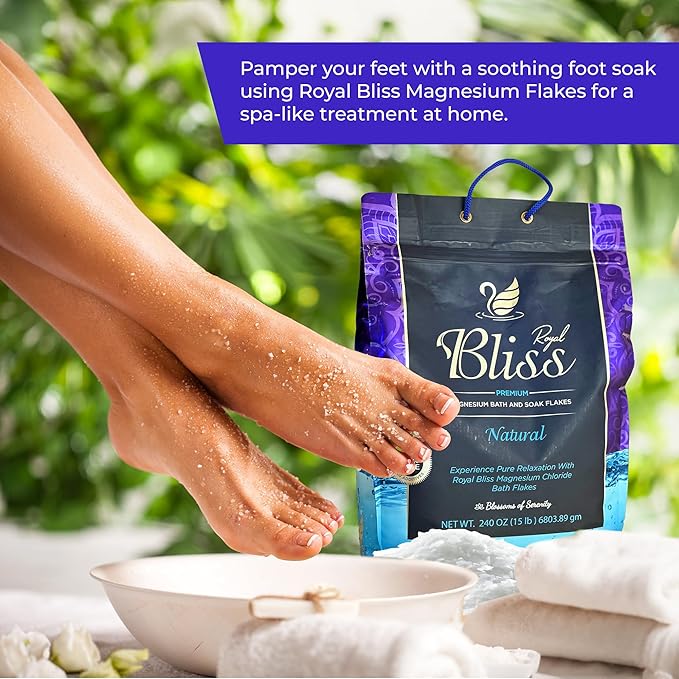 Magnesium Bath & Foot Soak Flakes, Epsom Salt Alternative, High-Absorption Minerals, Natural Salts for Relaxation, Wellness & Muscle Relief, Ideal for Soaking, Recovery, and Stress Relief 5LB