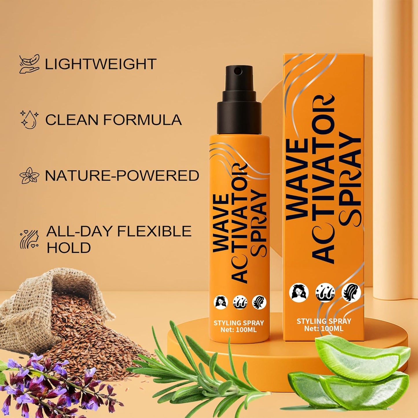 Wave Activator Spray for Natural Hair - Hydrating Curl Enhancer with Coconut Oil & Aloe Vera - Defines & Refreshes Wavy, Curly & Coily Hair