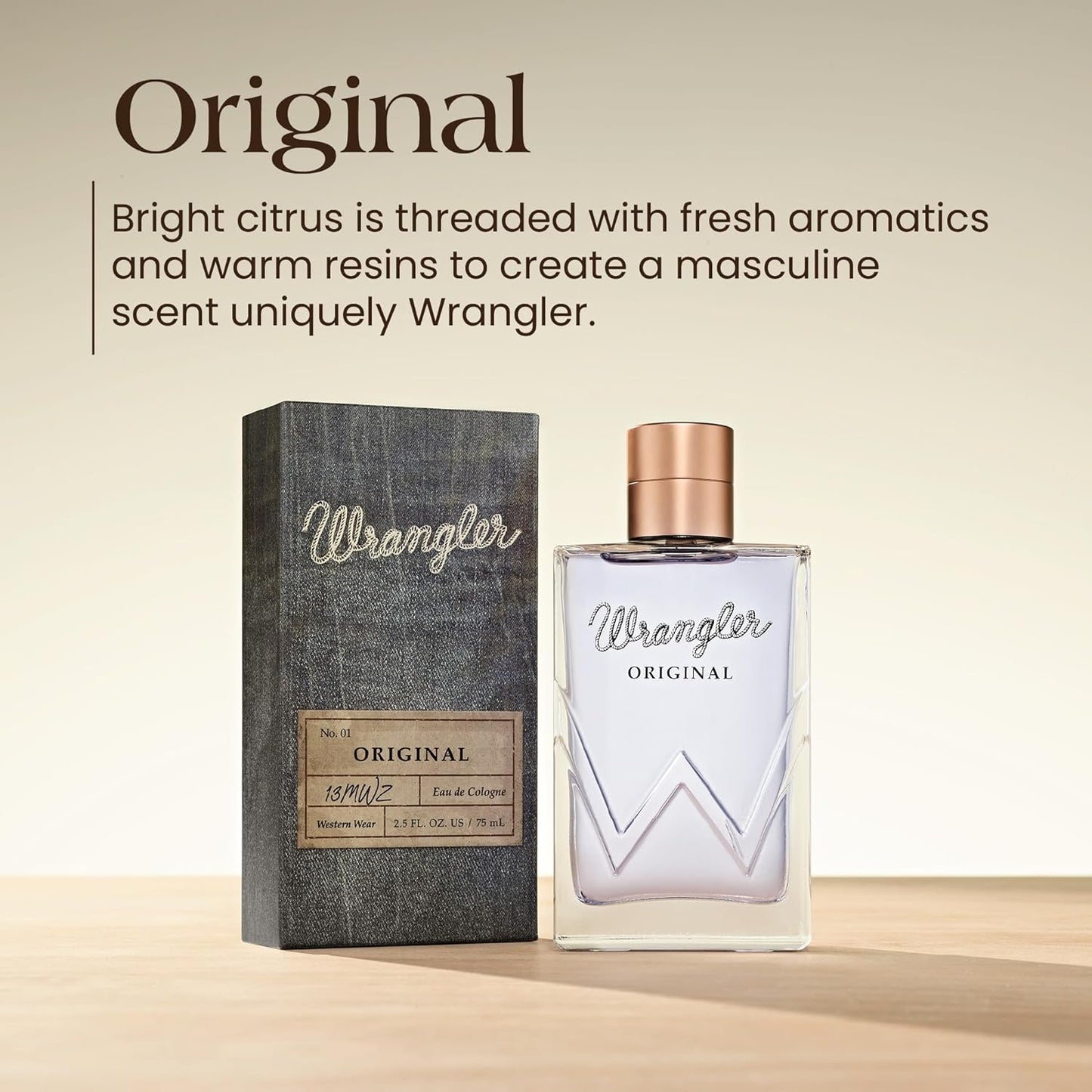 Wrangler Original Men’s Cologne by Tru Western, 2.5oz, Grapefruit, Mandarin, Cinnamon, Lavender, Fresh Aromatic, Citrus & Earthy Scent, Masculine Fragrance