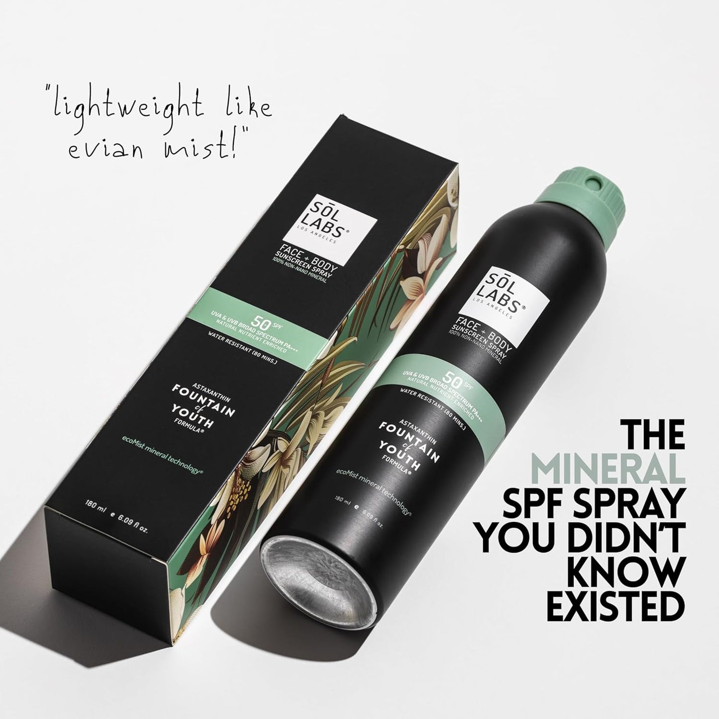 SOL LABS Mineral Sunscreen Spray SPF 50 – Reef Safe Sunscreen Spray, Lightweight Zinc Oxide, Water-Resistant – Korean Skincare, Face & Body Sun Protection