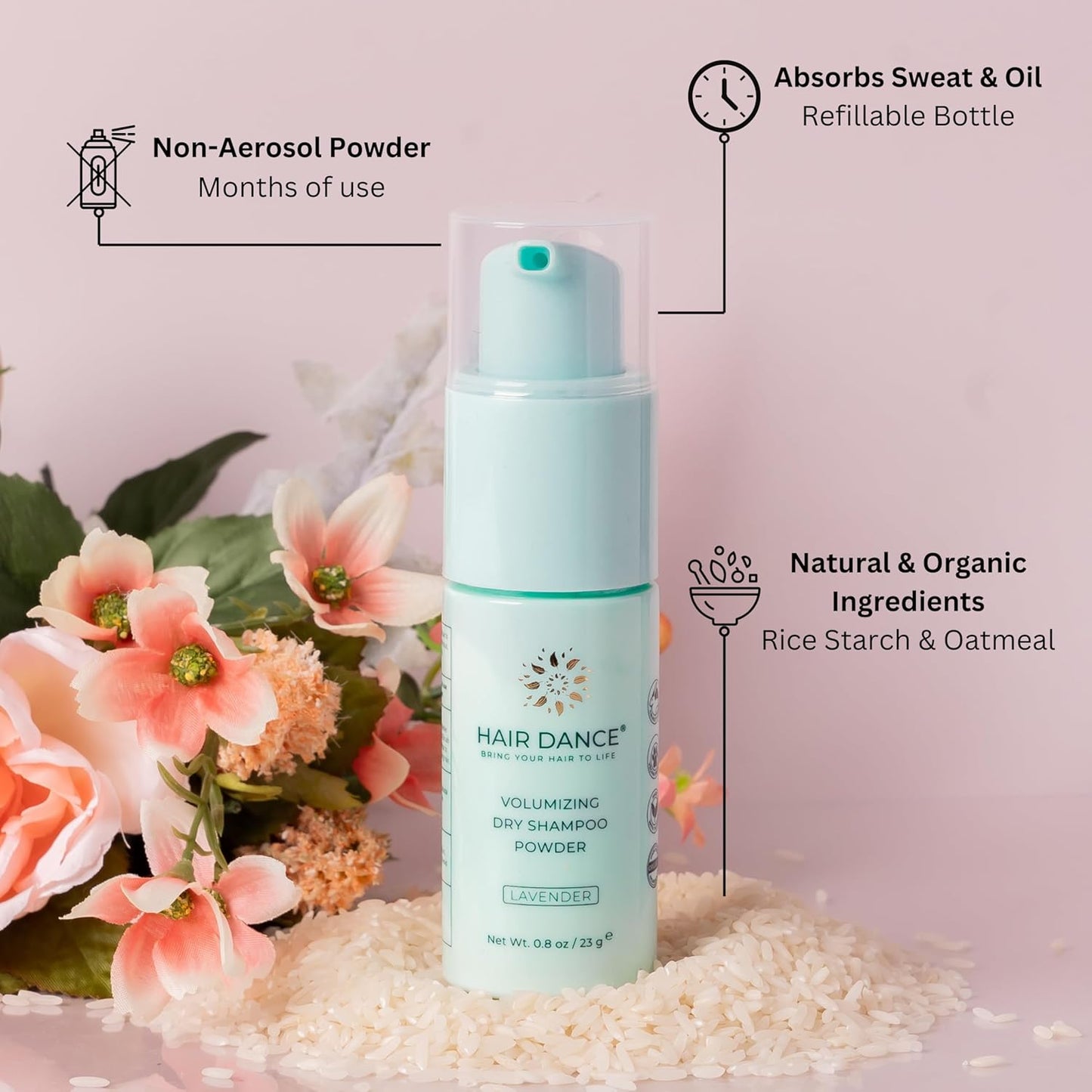 Hair Dance Dry Shampoo Powder | Non-Aerosol | Travel Size | Natural & Organic | Made in USA | No Benzene, Vegan, Cruelty Free, For All Hair Colors, Free of Talc | Lavender Oil Scent - 0.8 Ounce