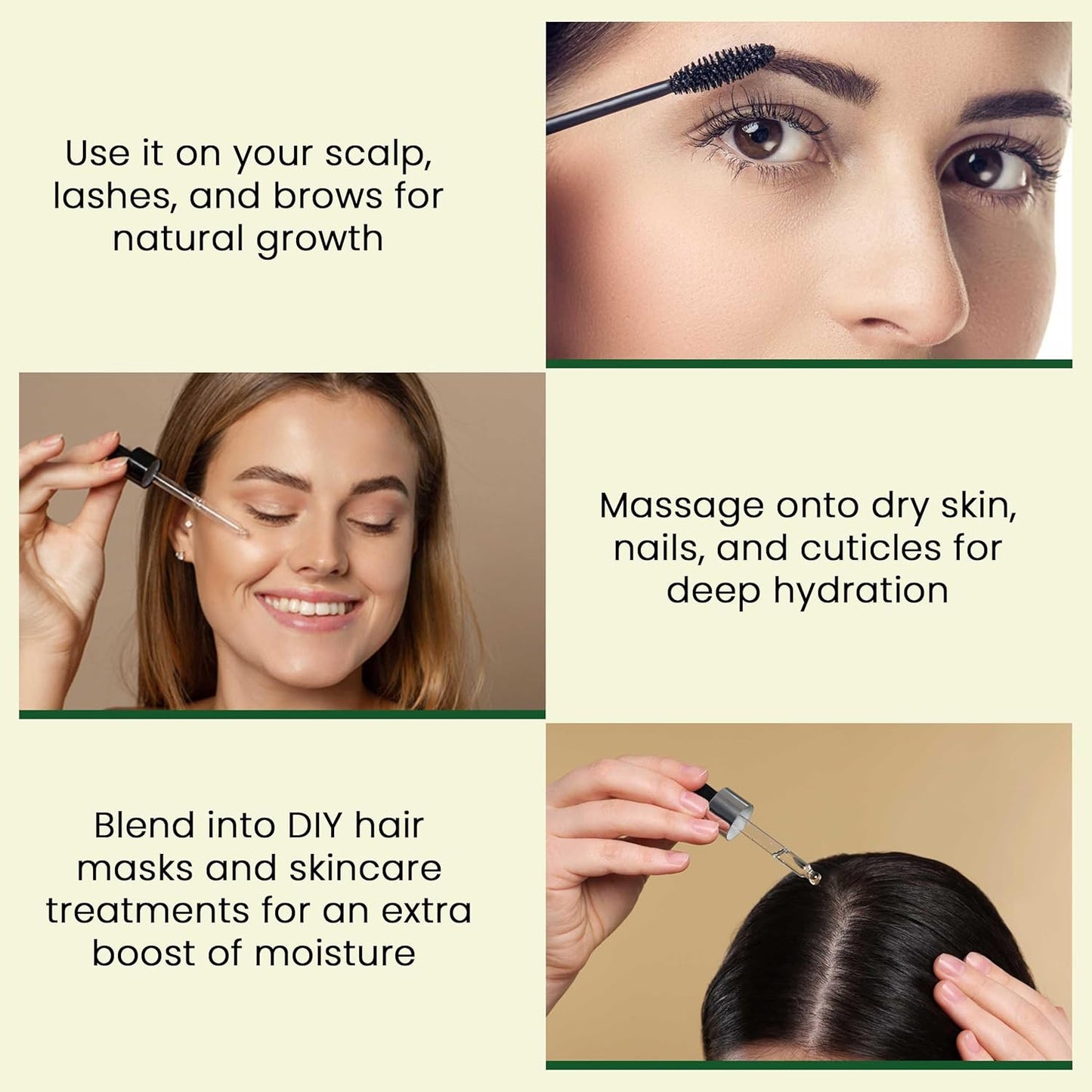 Pure Castor Oil - Cold Pressed 100% Castor Oil for Hair Growth, Skin, Eyebrows, Eye Lashes, Nails & Cuticles - Hexane Free, Natural & Unrefined - Includes Dual Mascara, Dropper & Scalp Massager