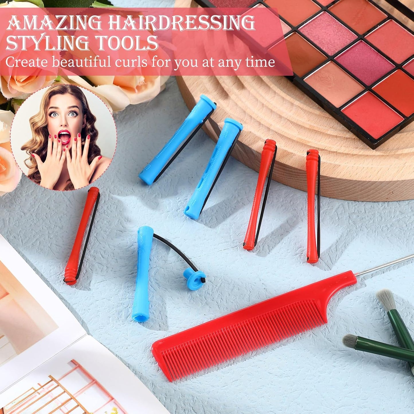 WILLBOND 72 Pieces Hair Perm Rods Set, Short Plastic Perming Rods Cold Wave Roller 2 Sizes Hair Curling Rollers with 1 Piece Steel Pintail Comb for Hairdressing Styling (Short)