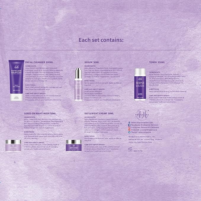 Daily Essential Skincare Set, Glycolic Acid+Vitamin C Facial Skin Care Sets & Kits, 5 In 1 Skin Care Gifts for Women w/Exfoliates Face Wash, Toner, Serum, Moisturizer, and Mask, Vegan & Cruelty-Free