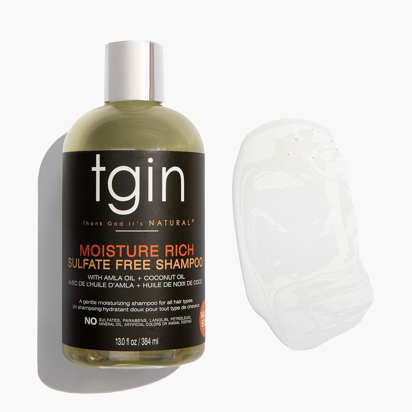 tgin Moisture Rich Sulfate Free Shampoo For Natural Hair - Dry Hair - Curly Hair - 13 Oz