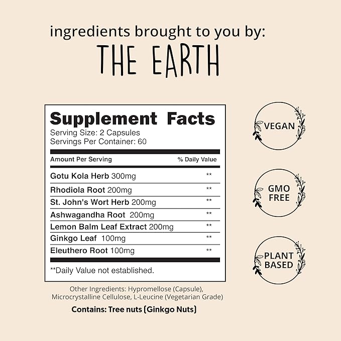 Joy-Filled Mood Support Supplement with St. 100% Plant-Based 120 ct