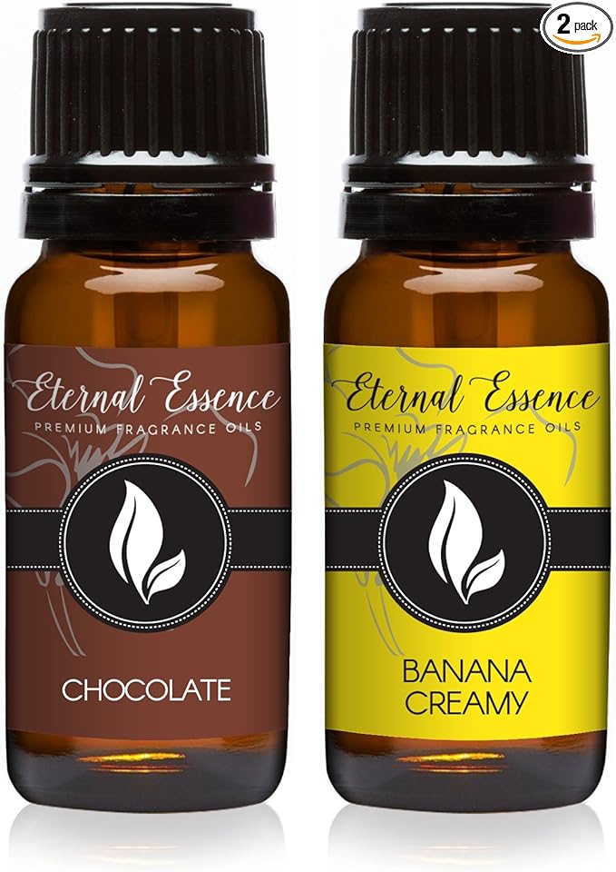 Eternal Essence Oils 2 Pack 10ml Premium Fragrance Oil - Chocolate & Banana Creamy - for Candle, Soap Making, Aromatherapy, Diffusers, Home Care, & Humidifiers