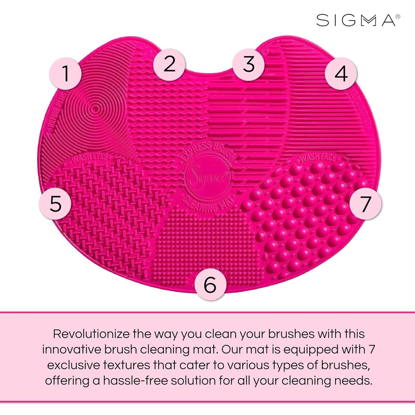 Sigma Beauty Makeup Brush Cleaner Mat – Sigma Spa Express Silicone Makeup Brush Cleaning Mat with Suction Cups for Cleaning Makeup Brushes, Compact Design Fit for Any Travel Makeup Kit (Pink)