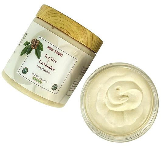 Body Butter Shea Body Moisturizer with Natural Essential Oils to Deeply Nourish, Protect, and Rejuvenate dry Skin - Tea Tree and Lavender 14 oz