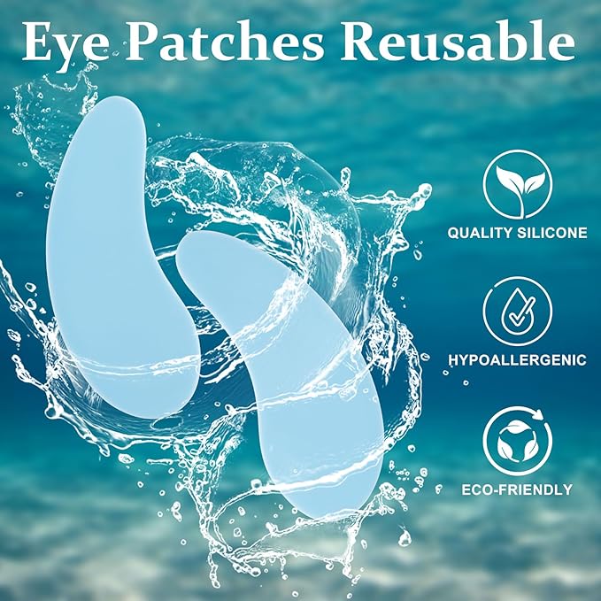 10 PCS Silicone Eye Patches Reusable, Under Eye Patches, Eye Mask for Skin Care for Reduce Wrinkles, Fine Lines and Eye Bags - Blue, Purple, White, Pink, Black - 5 Pairs