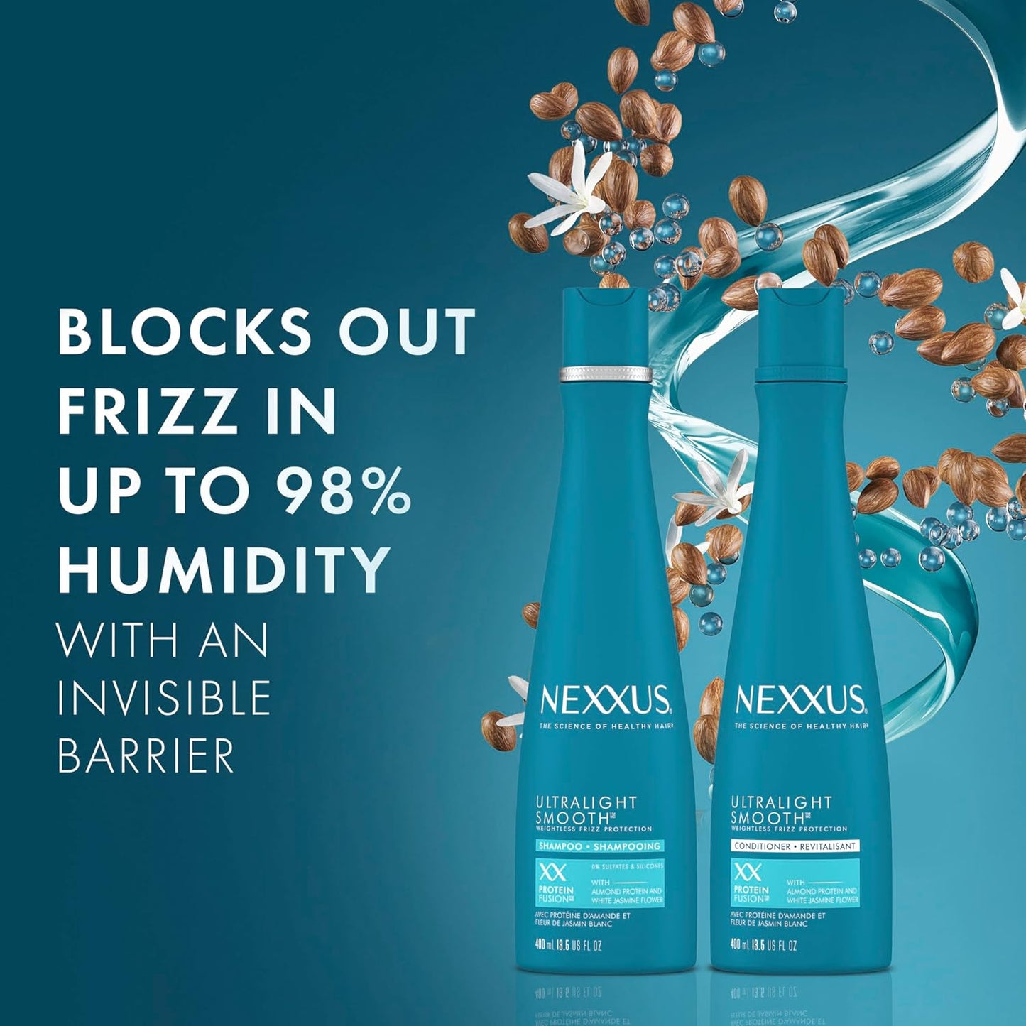 Nexxus Ultralight Weightless Shampoo & Conditioner for Dry, Frizzy Hair - Smooth Treatment to Block Out Frizz, 13.5 oz (Pack of 2)