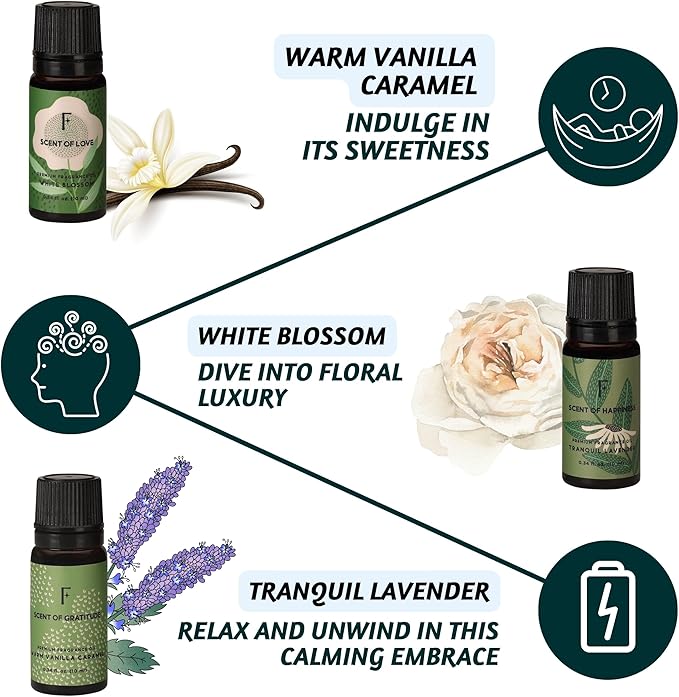 Folkulture Essential Oils for Diffuser Oil | Essential Oils Set of 3 Fragrance Oils | Diffuser Oils Scents for Home | Oil for Diffuser - Vanilla Caramel, Lavender Essential Oil