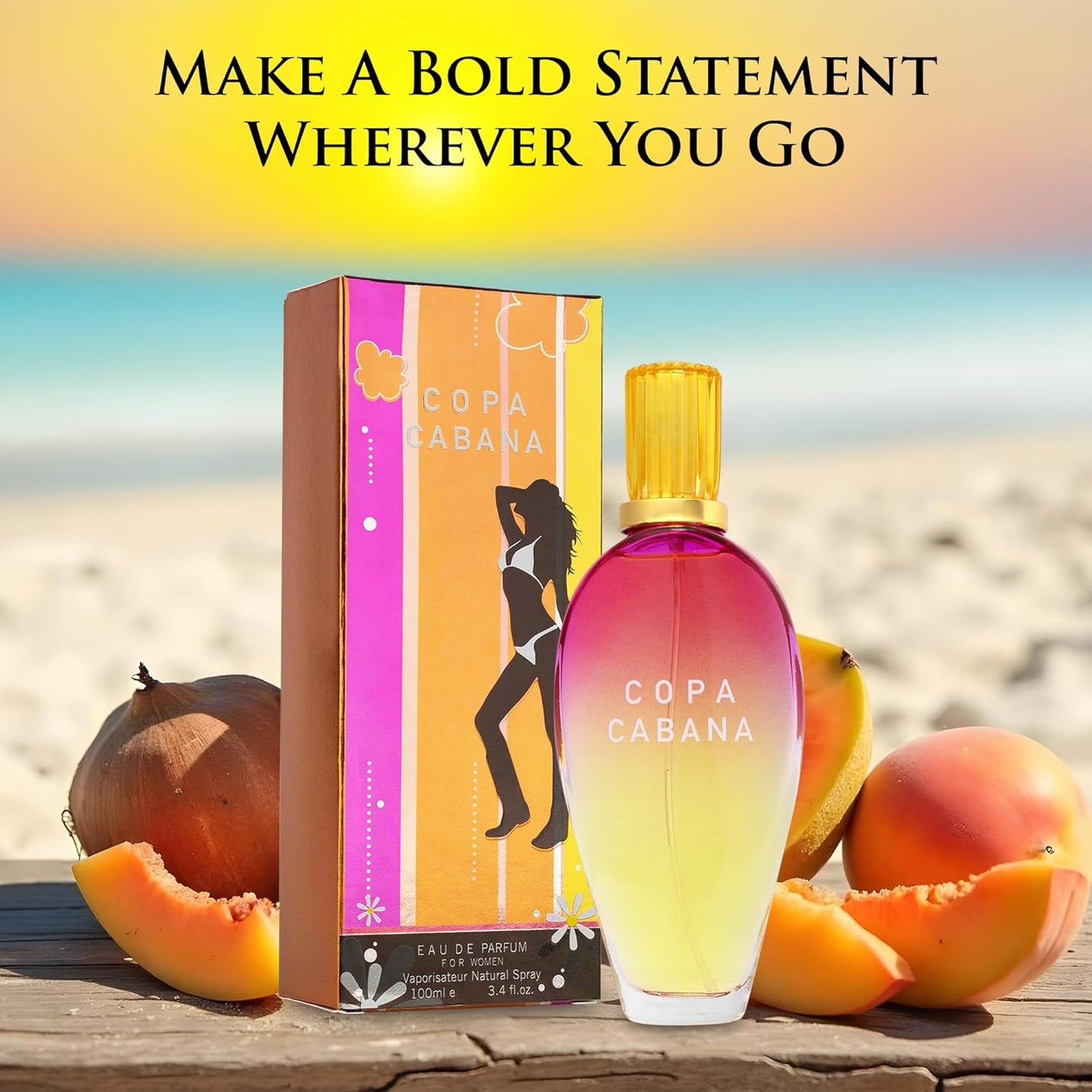 Copa Cabana for Women - Top Notes of Lemons, Orange & Jasmine petals - Base Scents of Amber - Fruity, Citrusy & Woody Accords - Natural & Free of Parabens - Elegant 100ml Bottle, Parfume For Women