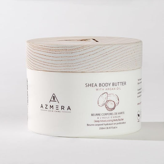 AZMERA Shea Body Butter - Organic Body Butter for Women & Men Dry Skin Rich in Antioxidants & Vitamin E - Vegan Shea Butter Moisturizer, Raw Shea Butter from Africa (Unscented, 250ML)