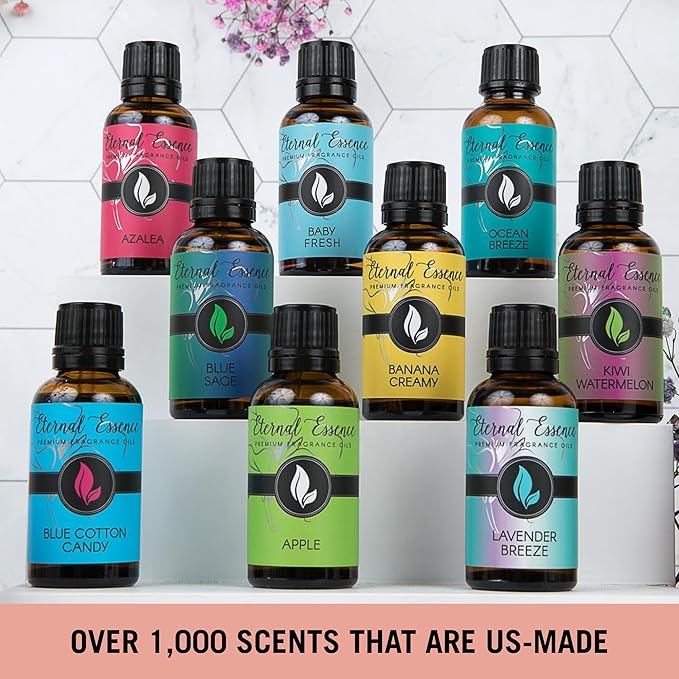 Eternal Essence Oils Flavor Shop Set of 6 Premium Fragrance Oils - Includes Fruity Pebbles Type, Gummy Bear, Strawberry Frappuccino, Cotton Candy, Glazed Donut, and Pink Sugar Scented Oils - 10ML