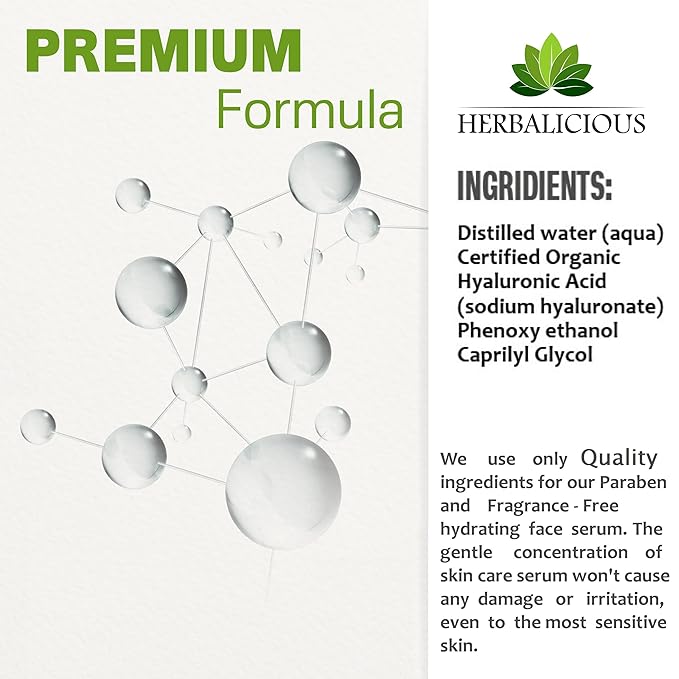 Hyaluronic Acid Serum – Hyaluronic Acid Serum for Face – Paraben-Free Pure Hyaluronic Acid – Moisture Boost Hydrating Serum – Anti-Aging Serum for Fine Lines, Wrinkles – 2oz