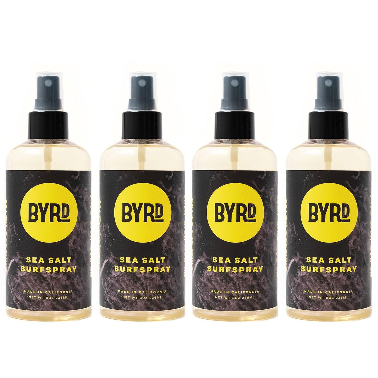 Byrd Sea Salt Surfspray, Salty Coconut Scent, Texturizing and Volumizing Sea Salt Spray for Men for Hydrated, Shiny Surfer Hair, Safe for All Hair Types, 8 Fl Oz, Pack of 4