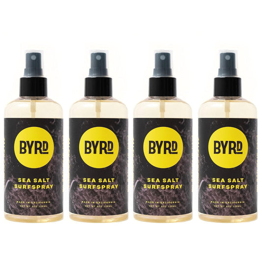 Byrd Sea Salt Surfspray, Salty Coconut Scent, Texturizing and Volumizing Sea Salt Spray for Men for Hydrated, Shiny Surfer Hair, Safe for All Hair Types, 8 Fl Oz, Pack of 4