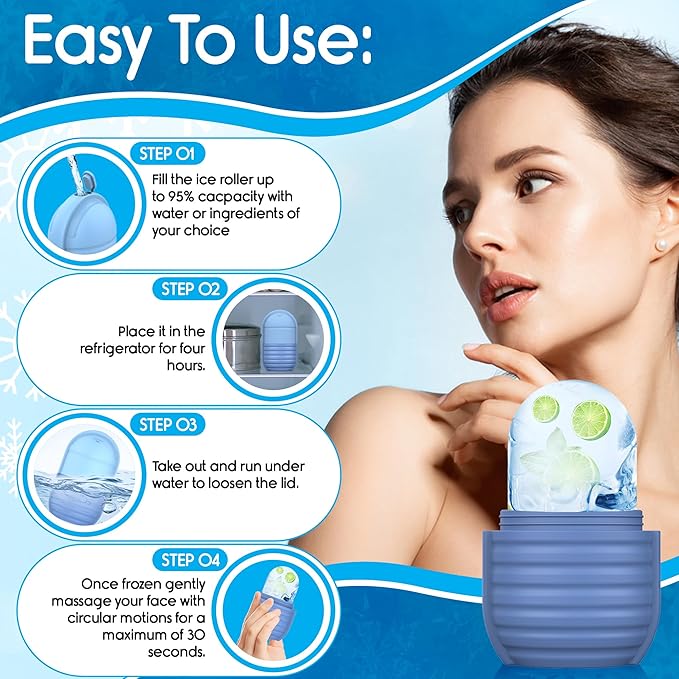 1Pcs Ice Roller for Face, Ice Face Roller, Reusable Silicone Ice Mold for Face, Facial Beauty Ice Roller Skin Care Tools for Shrink Pores Anti Wrinkle Reduce Puffiness (Yellow)