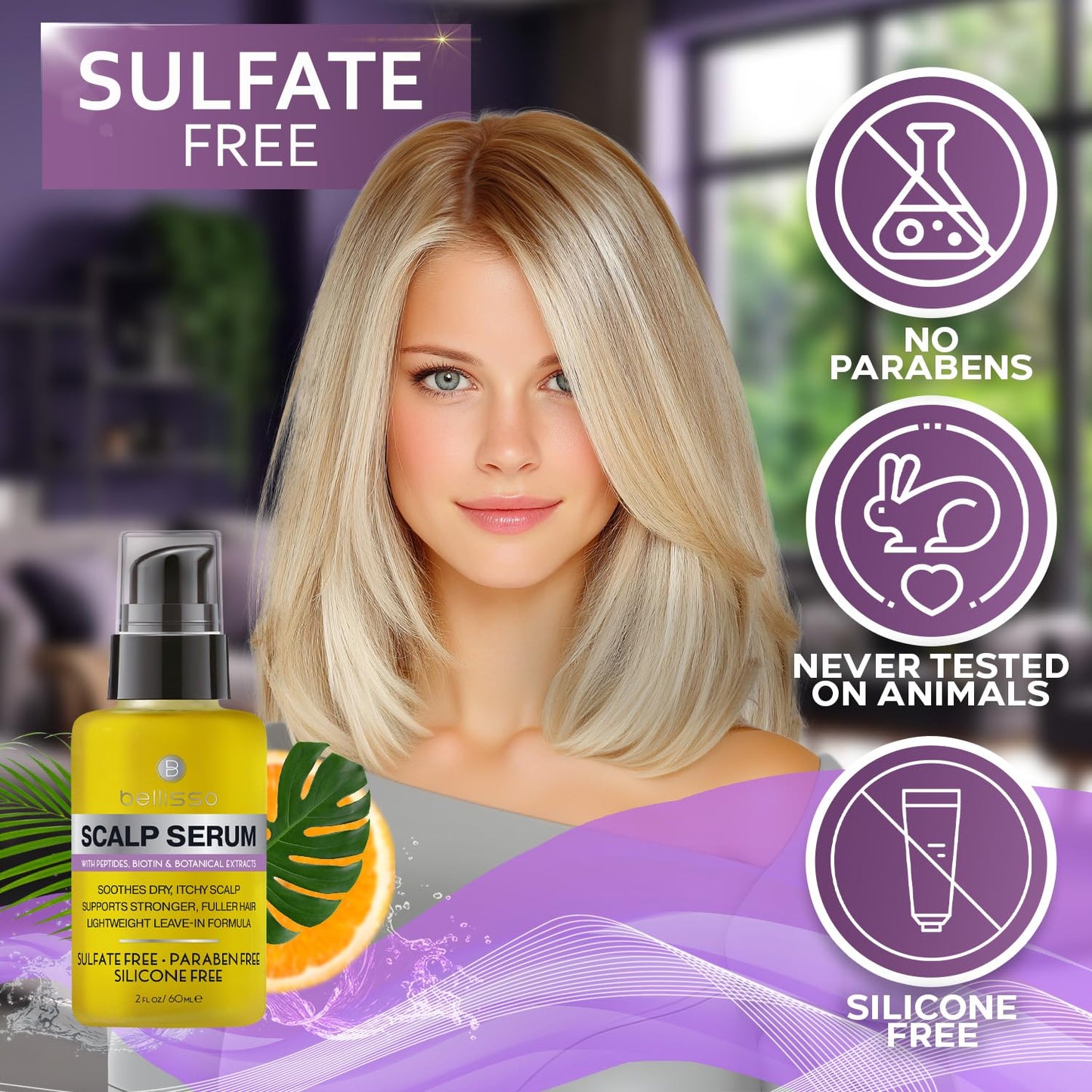 BELLISSO Scalp Serum - Dry and Itchy Dandruff Moisturizer Treatment for Women and Men - Advanced Care and Anti Itch Relief Tonic - 2 Fl Oz