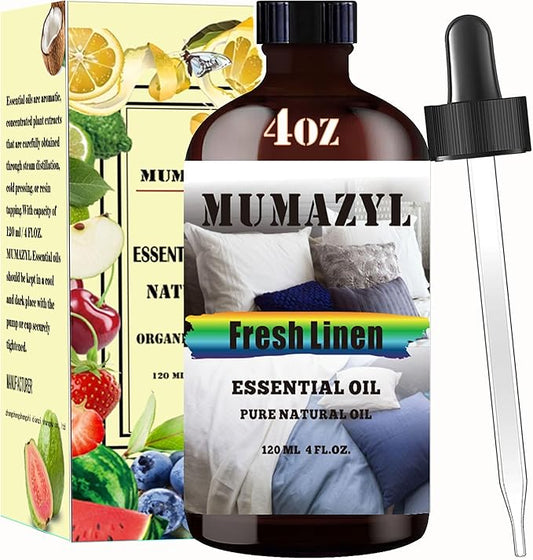 Fresh Linen Essential Oil, Fresh Linen Oil 4 Fl Oz 120ML for Diffuser Humidifier Yoga Cleaning DIY Candle Soap Making Fragrance Oils