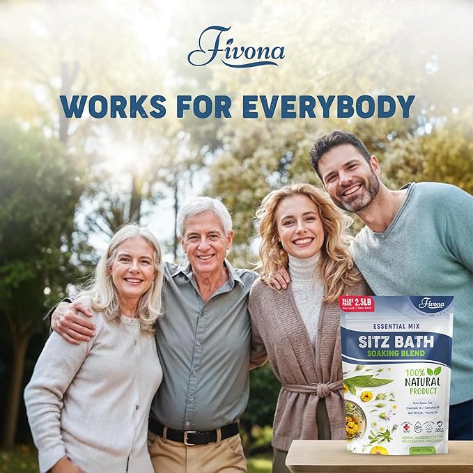 Hemorrhoid Treatment 40oz Sitz Bath Salts Postpartum Soaking Blend Epsom Salt Soak with All Natural Oils for Self Care Bartholin Cyst Treatment, Large Value Pack