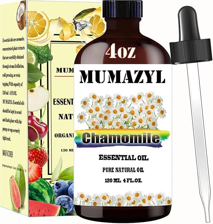 Chamomile Essential Oil, Chamomile Oil 4 Fl Oz 120ML for Diffuser Humidifier Yoga Cleaning DIY Candle Soap Making Essential Oils