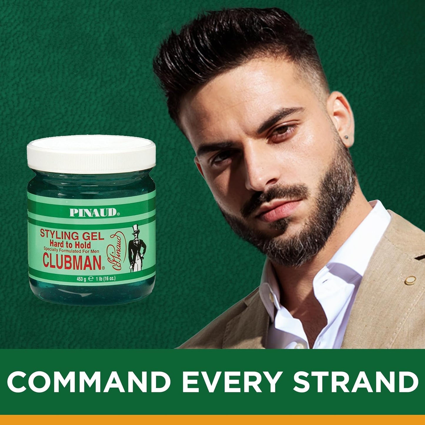 Clubman Pinaud Hair Styling Gel - Hard to Hold & High Shine Hair Gel for Men, Alcohol-Free Formula, Men's Grooming, 16 oz