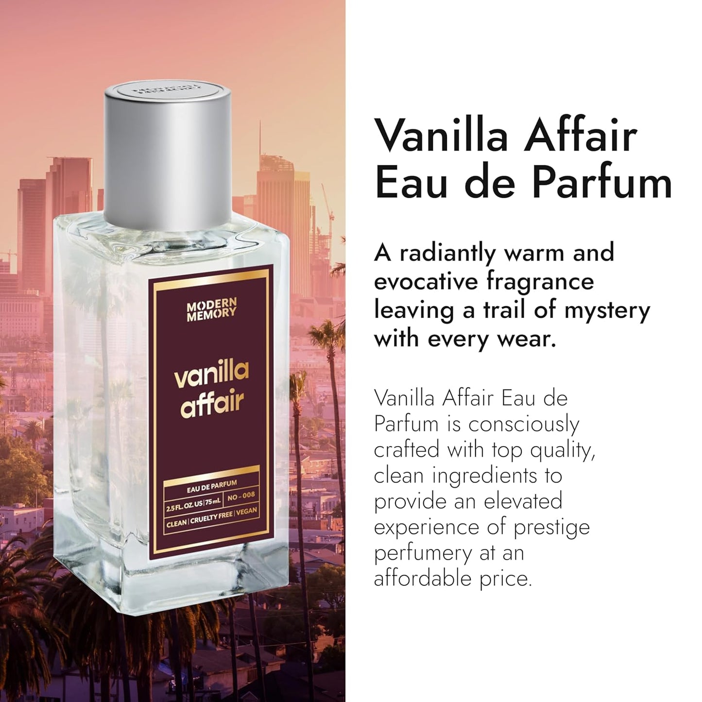 Modern Memory Vanilla Affair Eau de Parfum for Women, 2.5 fl oz - Notes of Vanilla Orchid, Brown Sugar & Patchouli